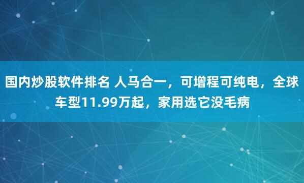 国内炒股软件排名 人马合一，可增程可纯电，全球车型11.99万起，家用选它没毛病